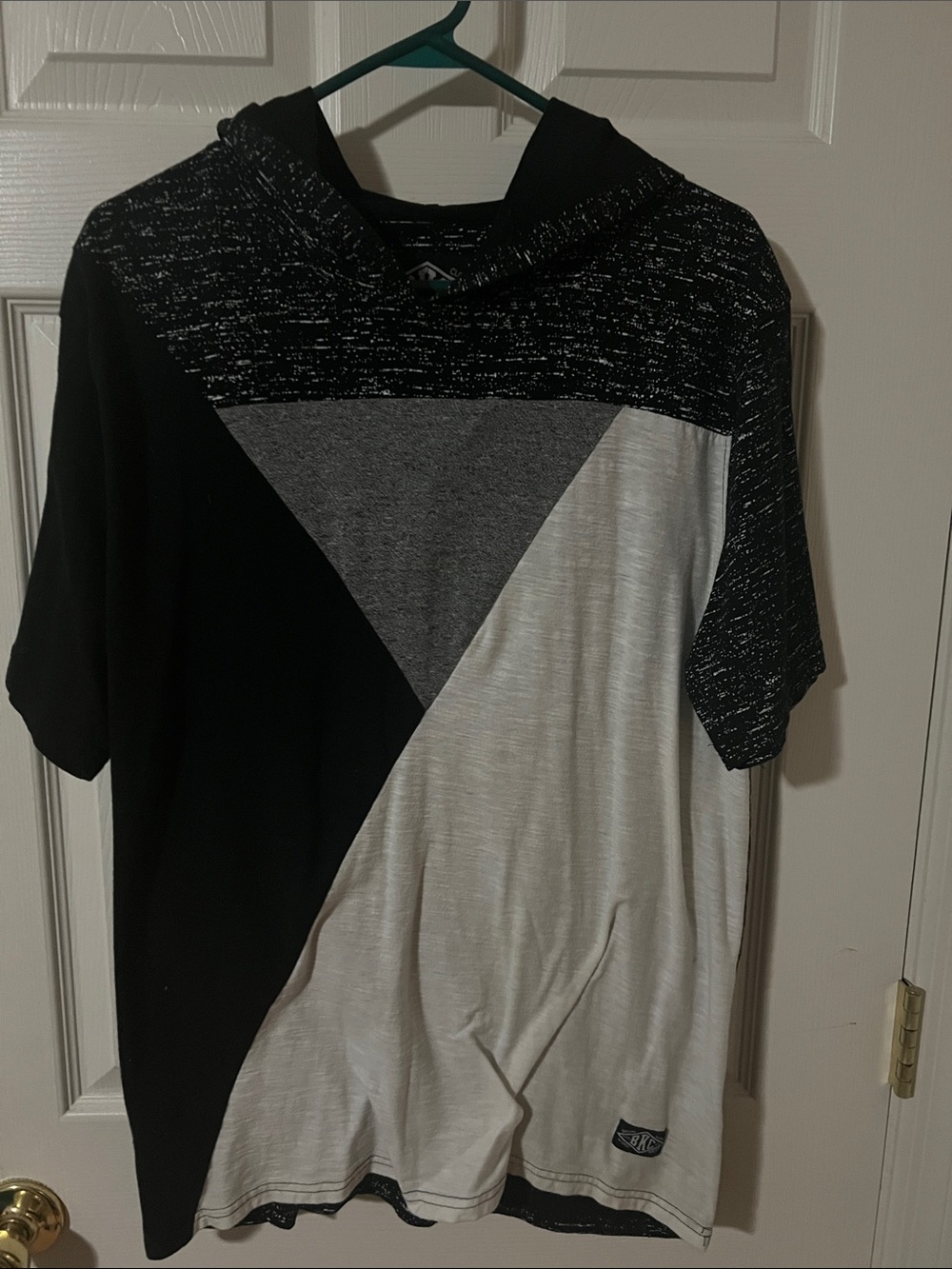 Brooklyn Cloth Black, Gray & White Colorblock Short Sleeve Hooded Tee